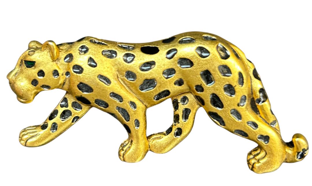Goldtone Stalking Jaguar Brooch Signed Multilana 2.5" Pin