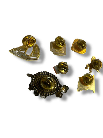 Lot of 7 Lapel Pins USA Ireland Sailboat Fall Cupid Staff Care