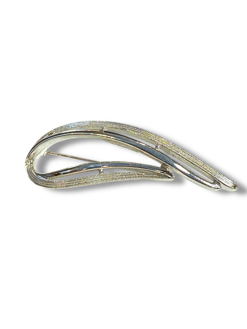 Vintage Signed Sarah Coventry Silvertone Rhinestone Brooch Pin Abstract 2.5"