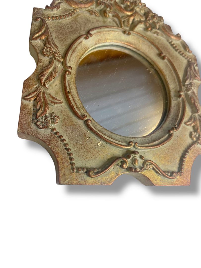 Small Wall Hanging Accent Mirror Shabby Chic Resin 6"h x 5"w