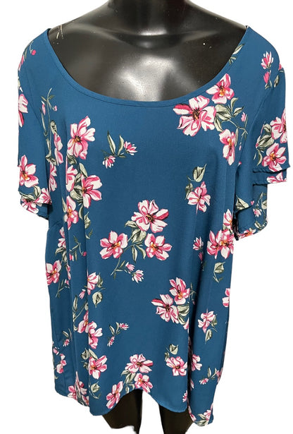 2X Torrid Women's Georgette Flutter Short Sleeve Pullover Blouse