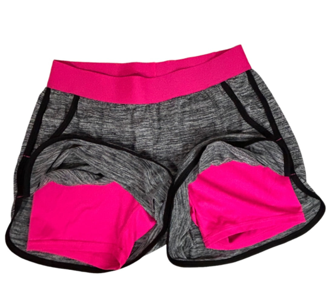 XS Danskin Women's Gray Pink Running Shorts Pull On Lined Undershorts