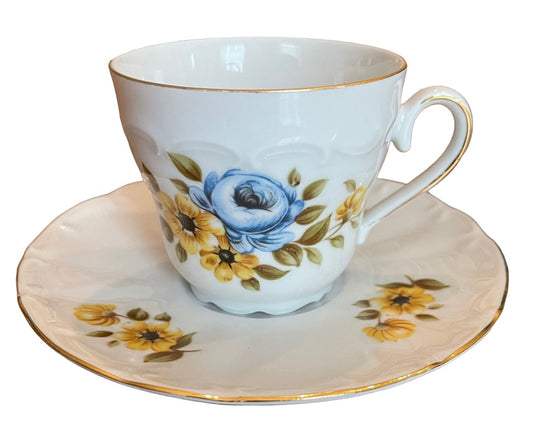 Vintage Floral Bareuther Waldsassen Teacup Saucer Bavaria Germany 263