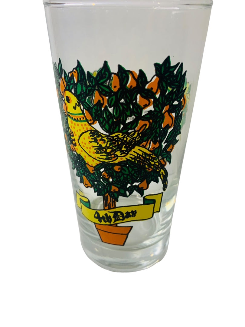 Vintage Tumbler Glass Taylor Smith & T 4th Day of Christmas 10 oz Drinking