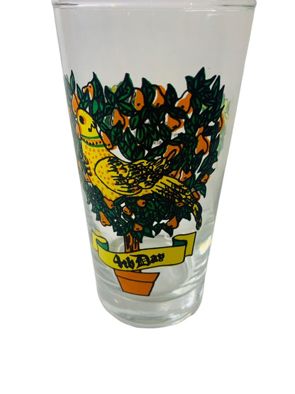 Vintage Tumbler Glass Taylor Smith & T 4th Day of Christmas 10 oz Drinking