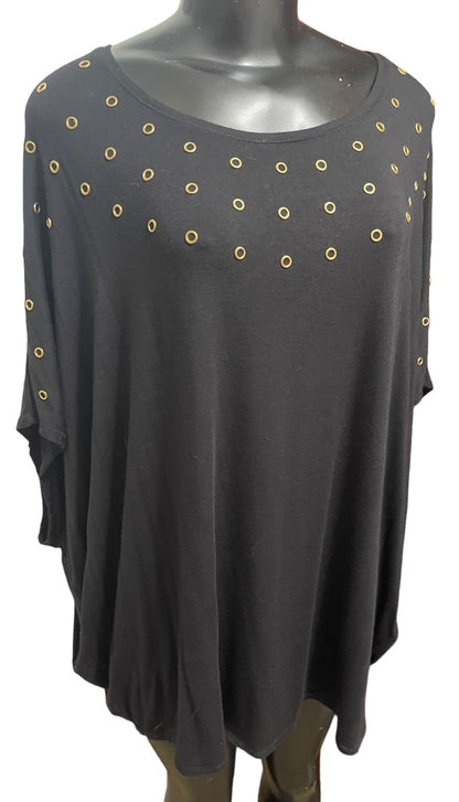 3X Philosophy Woman Republic Clothing Black Top with Gold Grommets