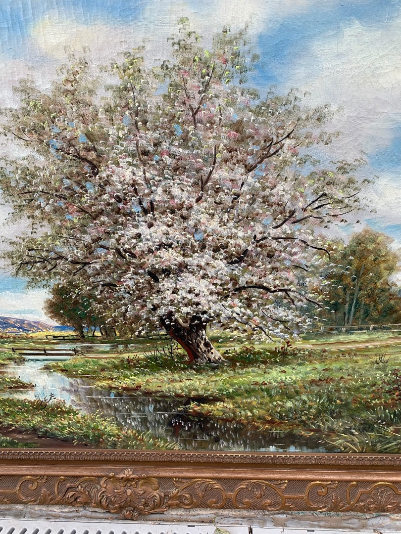 Gregory Hollyer Oil on Canvas Country Landscape Signed Framed 43.5" x 31.5"