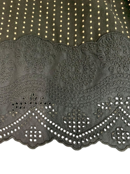 Size 6 Ann Taylor Womens A-Line Black Polka Dot Skirt Eyelet Hem