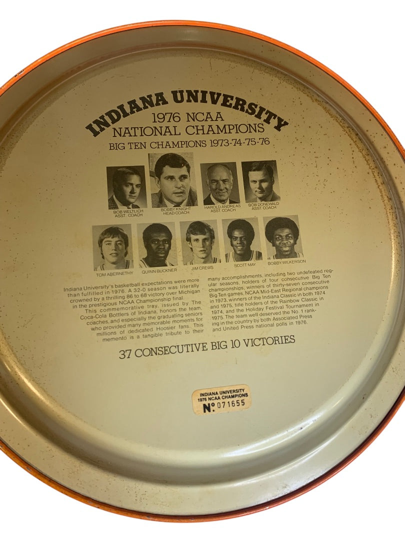 Vintage 1976 Indiana University Coca-Cola Metal Tray 12 Inch NCAA