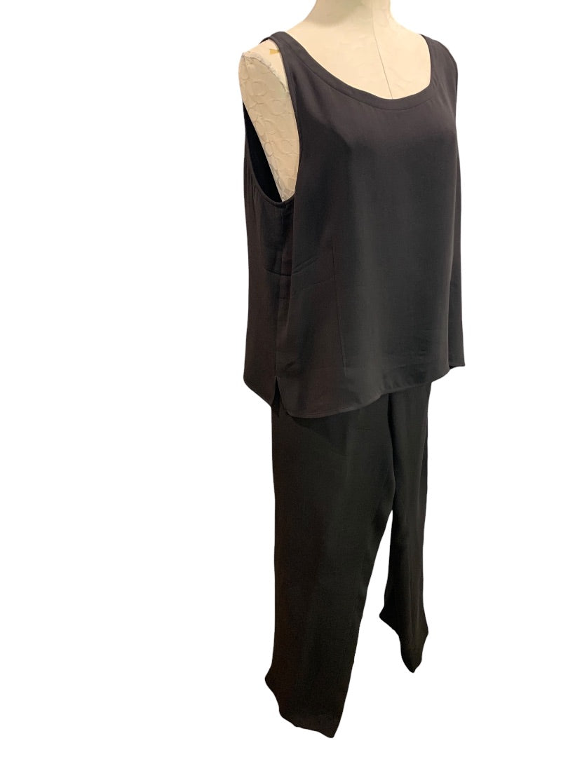 XL Eileen Fisher Womens 2 Piece Silk Pants Tank Sleeveless Blouse