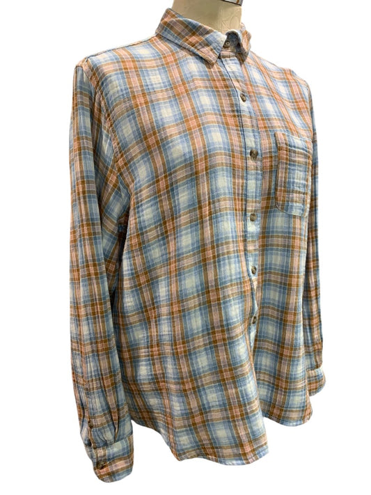 Small Universal Thread Womens Soft Button Up Plaid Shirt