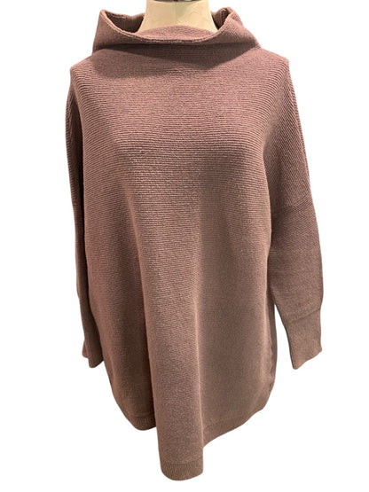 Medium Free People Womens Oversize Mauve Tunic Sweater Mockneck