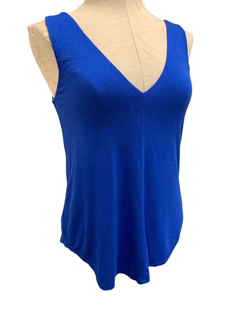 XS Bordeaux Womens V-Neck Tank Sleeveless Royal Blue Soft