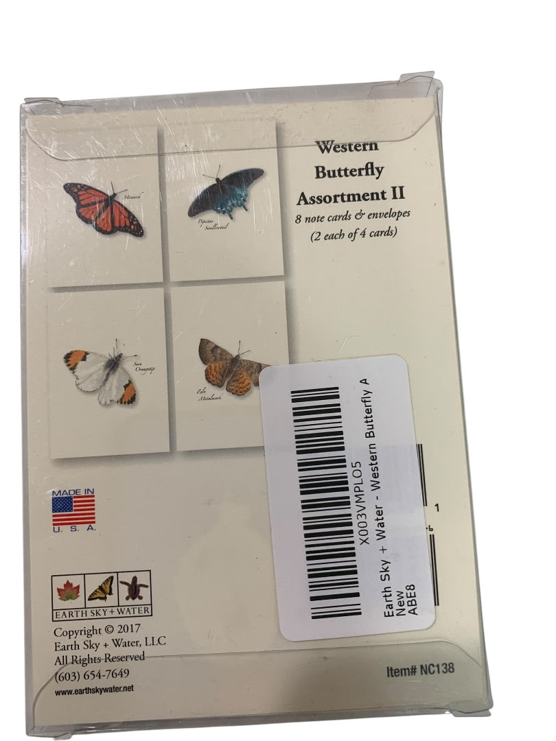 Set of 8 Notecards and Envelopes Western Butterfly Assortment II New