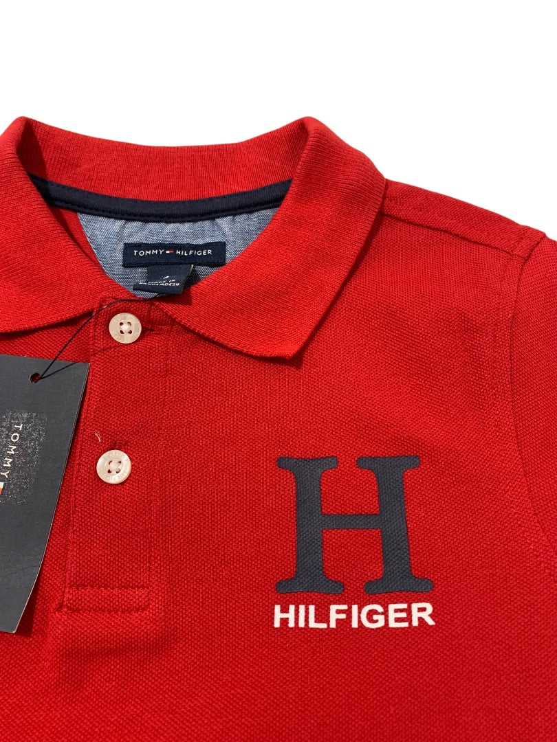 Size 4 Boys Tommy Hilfiger Red Polo Shirt Short Sleeve New