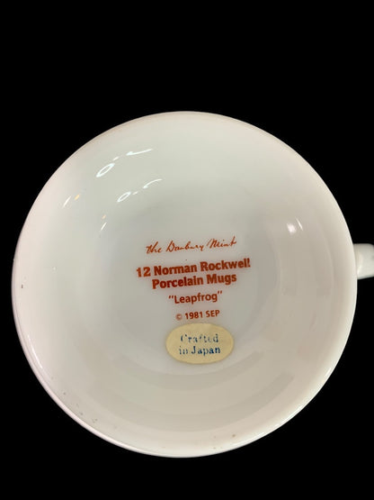 1981 Norman Rockwell Porcelain Pedestal Mug "Leapfrog" The Danbury Mint