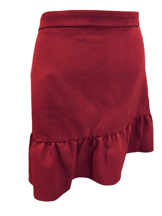 Size 14 J.Crew Flounce Mini Skirt Womens New Pull On Burgundy J6153