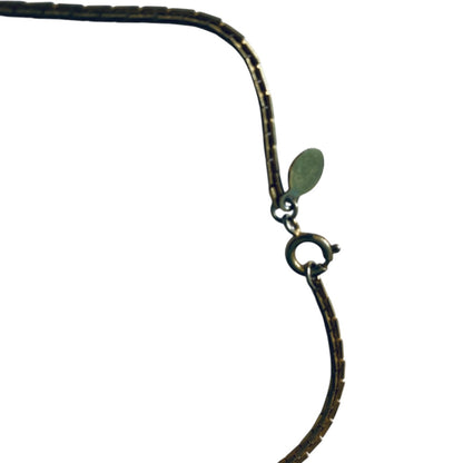 Vintage Signed 25 inch Avon Box Chain Necklace Goldtone with Silvertone Beads Spring Clasp