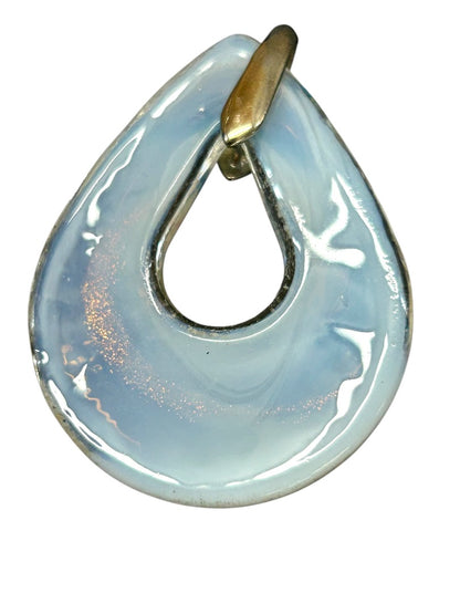 Ribbon and Glass Pendant Necklace Blue 18-20 Inch Lobster Clasp