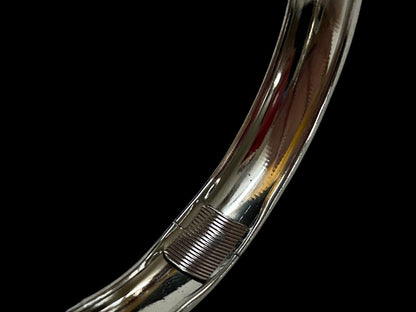 Silvertone Etched Bangle Bracelet 2.6 Inch Inside Diameter 12 mm Width
