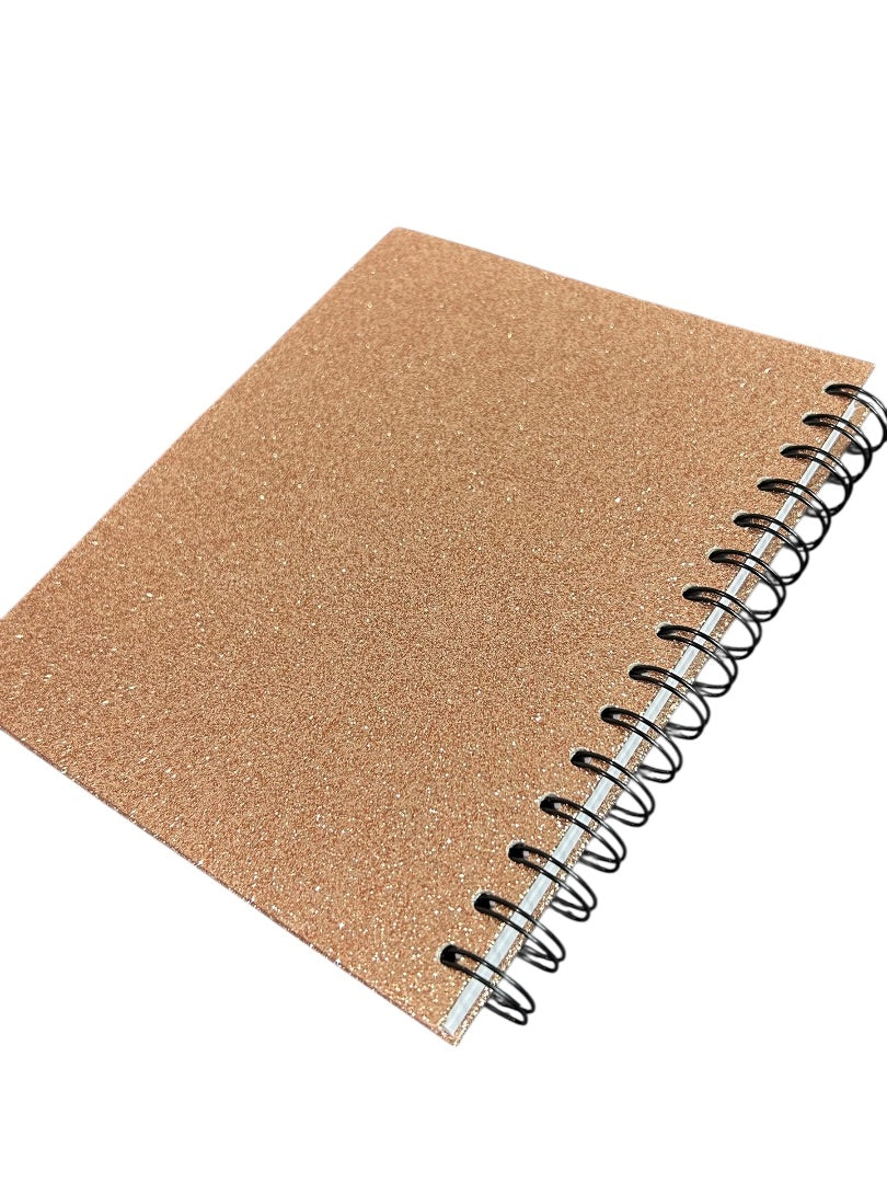 Claires New Gold Glitter Lined Journal Spiral Bound 8 x 6 Inch