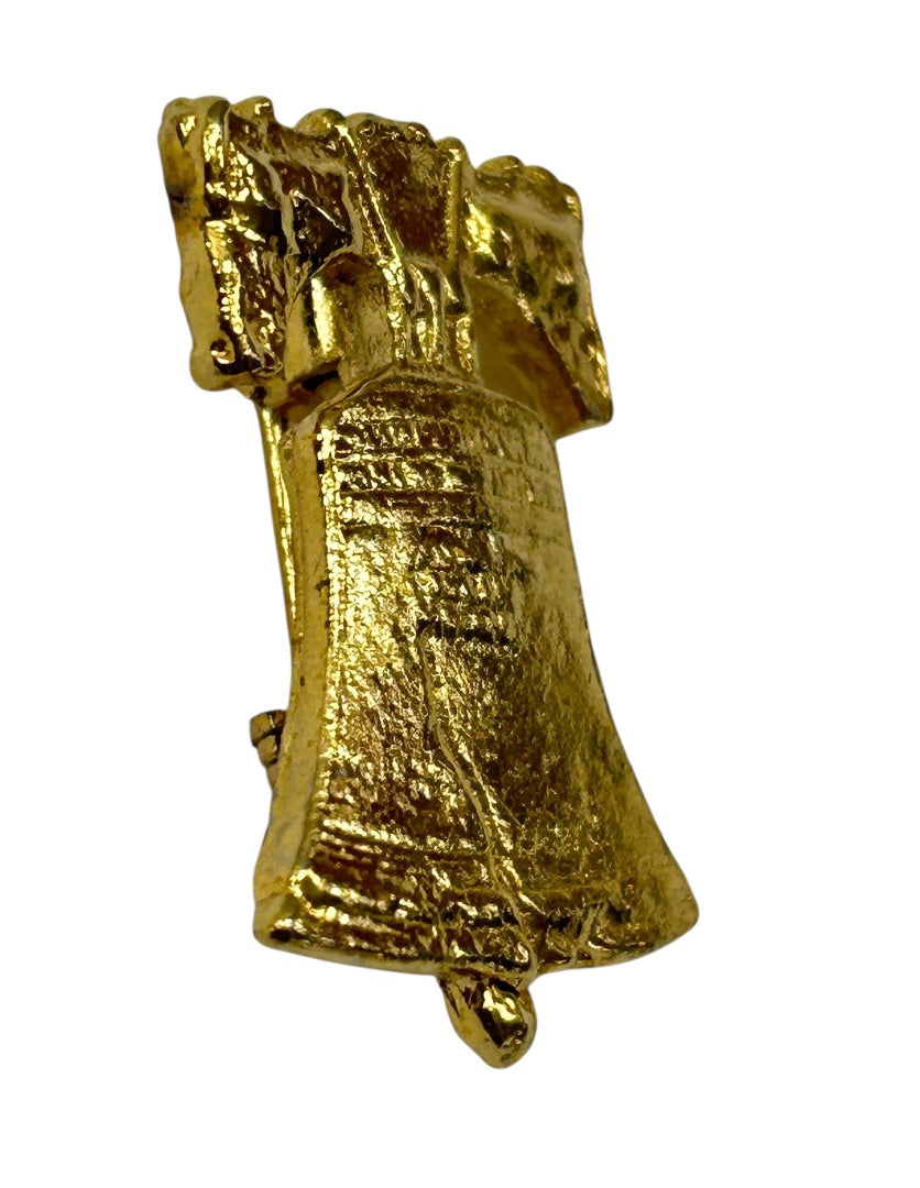Goldtone Liberty Bell Souvenir Pin Small 1" Brooch Philadelphia