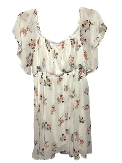 3X Torrid Lined Floral Flutter Sleeve Dress Blouson Style Off Shoulder