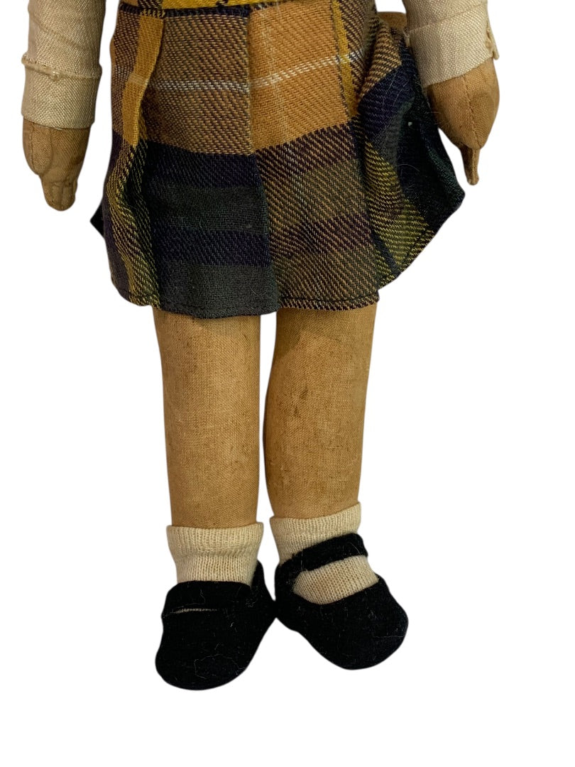 Vintage Chad Valley Cloth Doll 12 Inch Scottish Girl Made in England
