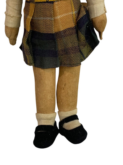 Vintage Chad Valley Cloth Doll 12 Inch Scottish Girl Made in England
