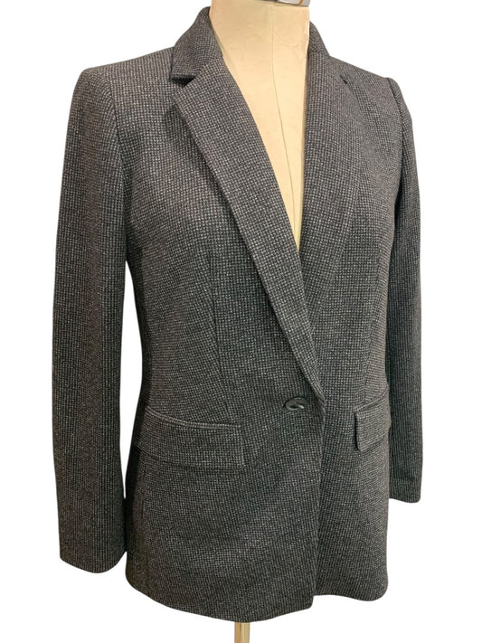 Size 2P Loft Petites Womens Microcheck Blazer Business Soft Black Gray