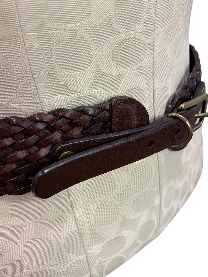Small (29-30") Loft Womens Brown Woven Leather Belt 2 Inch Width