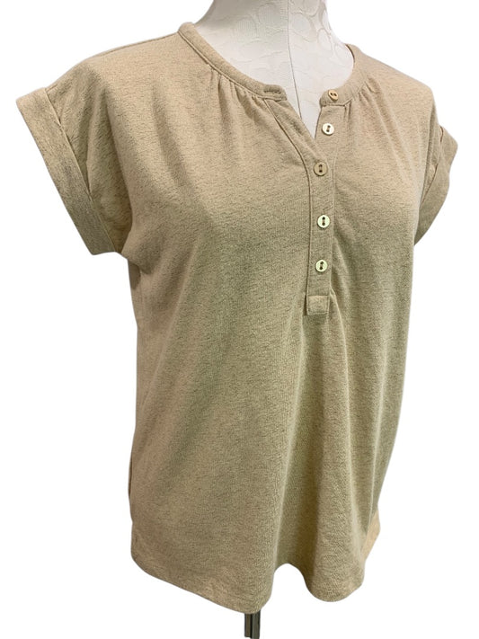 XS Loft Womens Henley Style Tshirt Cuffed Short Sleeve