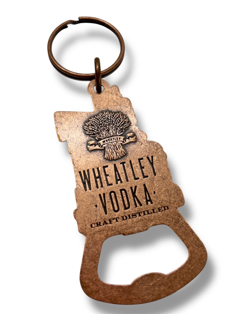 Wheatley Vodka Promotion Keychain Bottle Opener Copper Color 4" Keyring