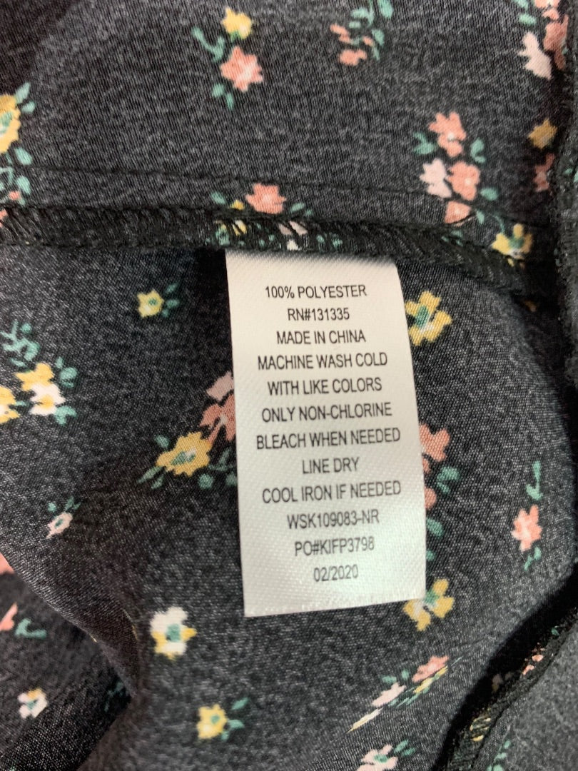 Medium Socialite Mini Skirt Black Floral Tiered Pull On