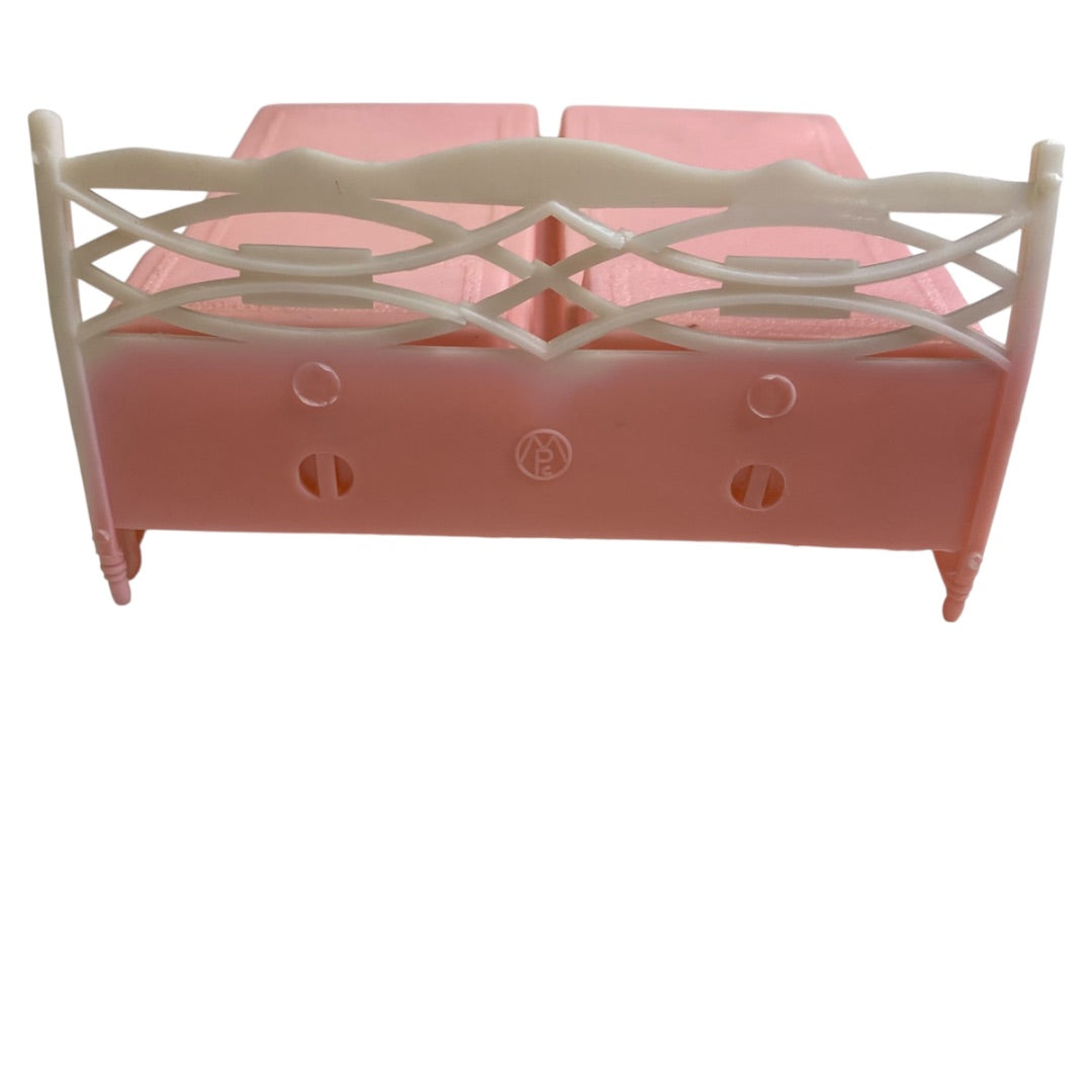 1950s MPC Dollhouse Miniature Bed Pink Plastic 1:24 Scale