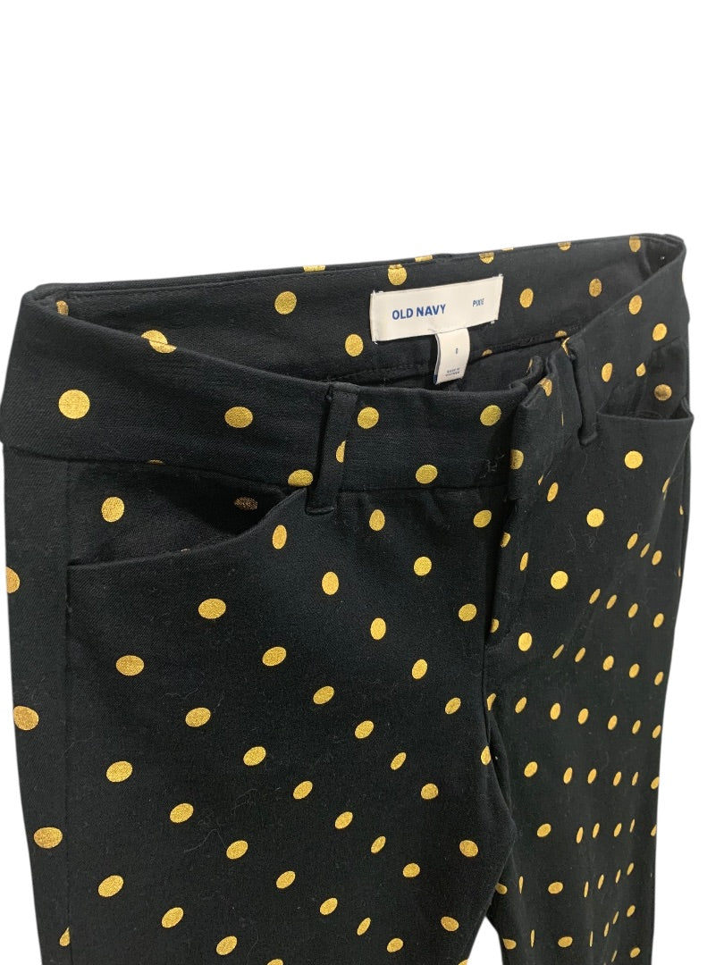 Size 0 Old Navy Pixie Pants Ankle Length Black Gold Polka Dots