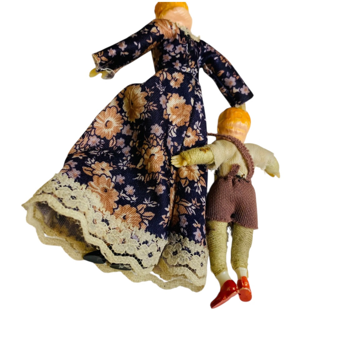Vintage Caco Caho Doll Miniature Mom and Son 5" 3" Bendy Germany