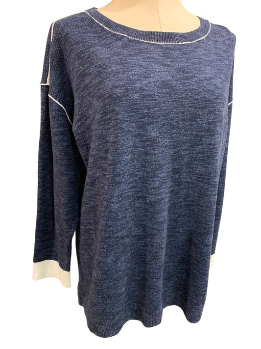 XL T by Talbots Womens Navy Blue Heather Pullover Sweater Casual