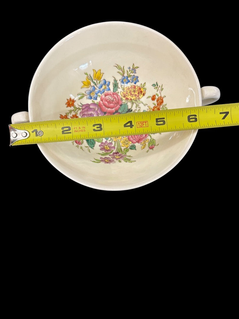1940s Wellesley Wedgwood Ullswater China Cream Soup Bowl Double Handle