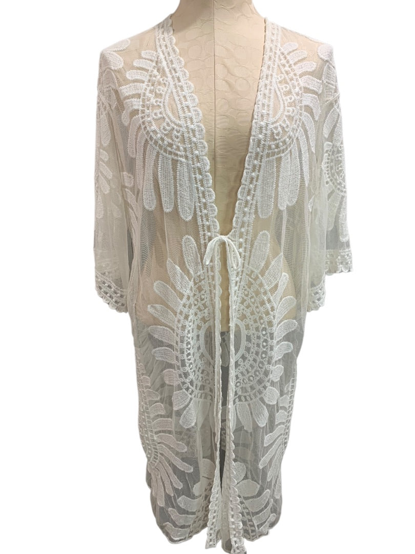 One Size Lace Crochet Womens Beach Cover Up Cardigan Boho