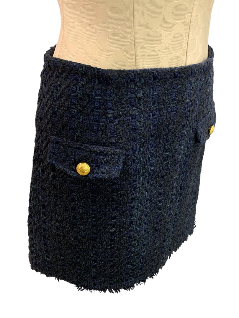 Size 6 Express Navy Blue Tweed Skirt Business Lined