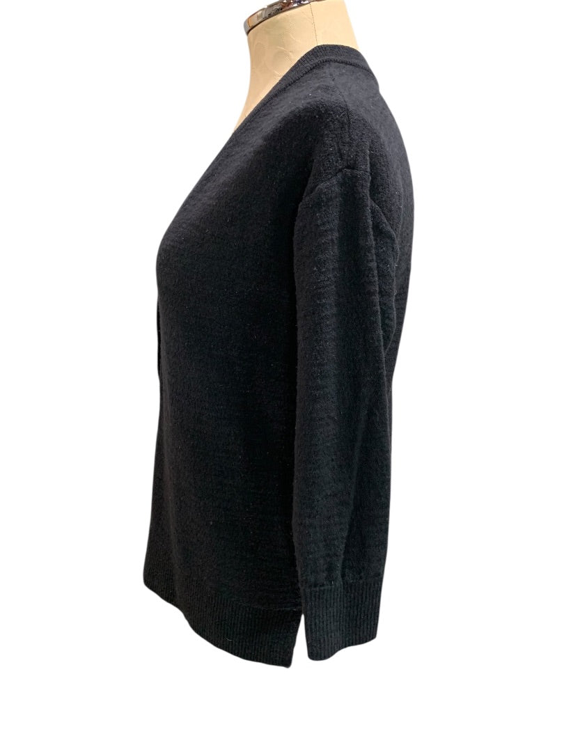 XS Loft Womens Navy Blue V-Neck  Sweater Goldtone Buttons