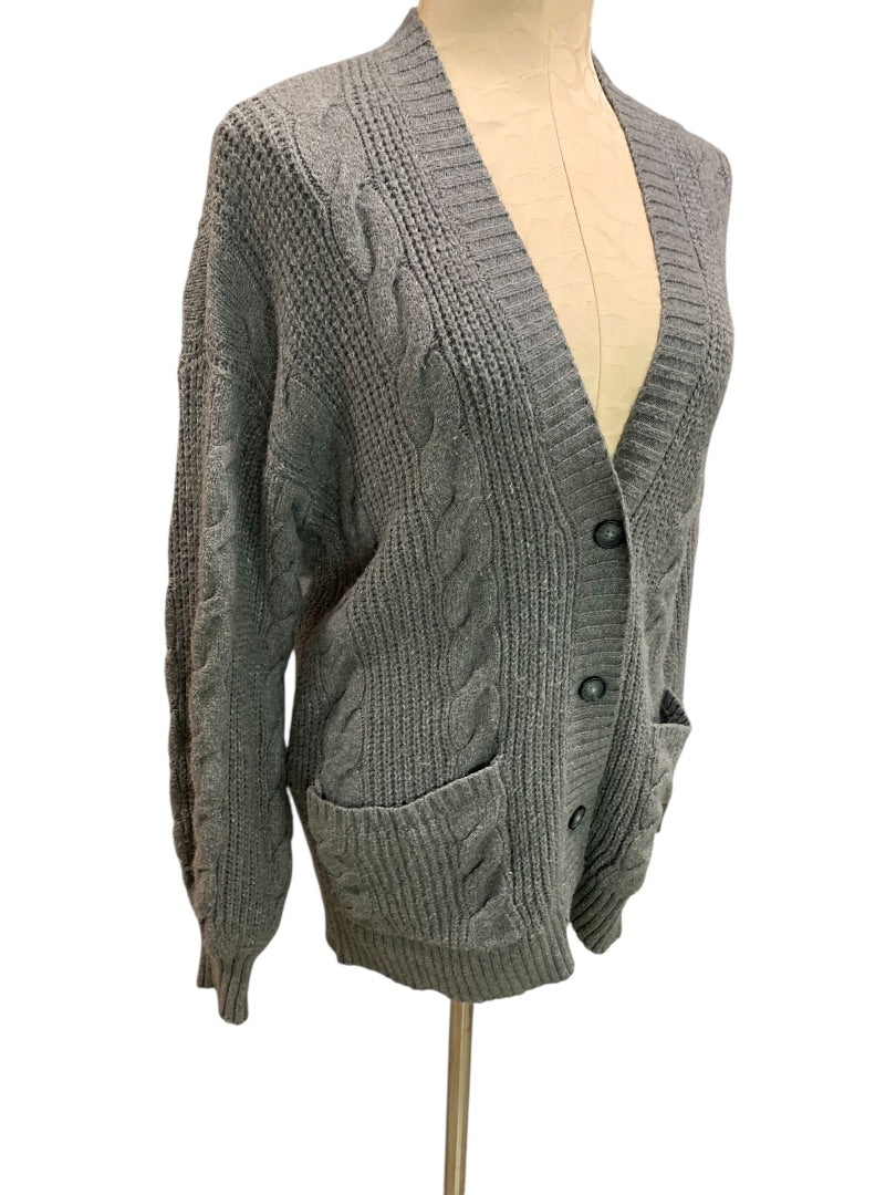 XS American Eagle Womens Cable Knit Cardigan Sweater Grandpa Pockets