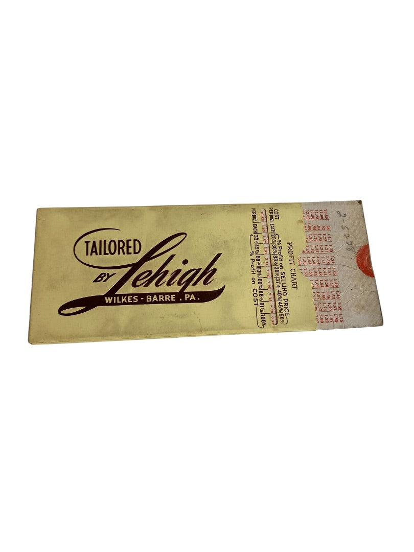 Vintage Profit Chart Calculator Tailored by Lehigh Wilkes Barre PA Clothing