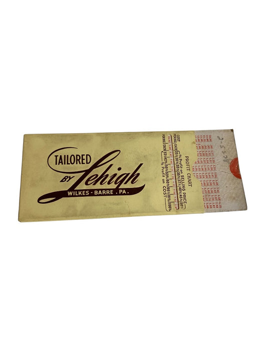 Vintage Profit Chart Calculator Tailored by Lehigh Wilkes Barre PA Clothing