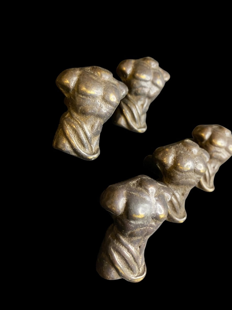 Set of 5 Bronze Male Torso Drawer Pull Knobs 45mm  1.7"