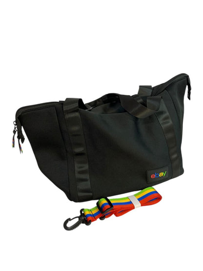 Ebay Branded Black Neoprene Tote Travel Bag 22 x 14x 7  Bag Rainbow Strap New