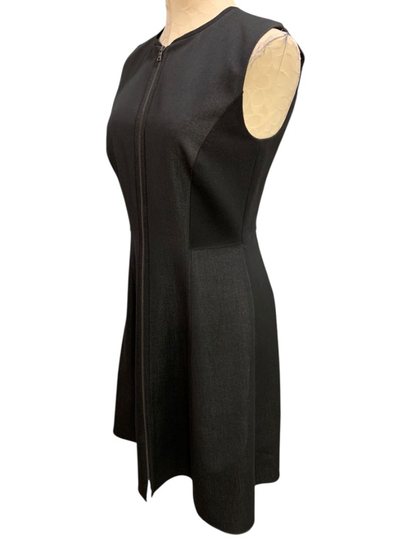 Size 6 Tahari A-Line Tristen Dress Heather Black Front Zip Lined