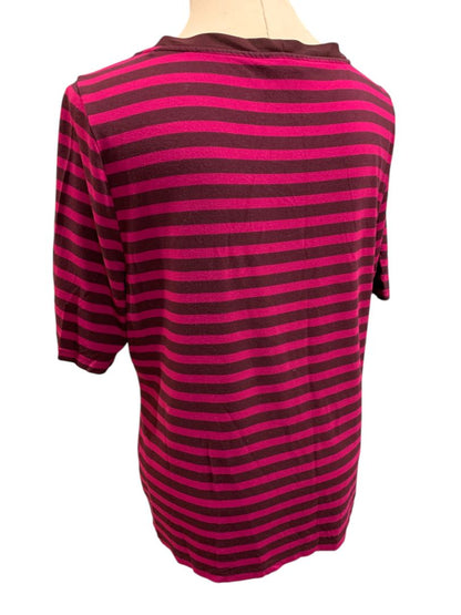 Size XL Talbots Womens Striped Raspberry Tie Neck Shirt