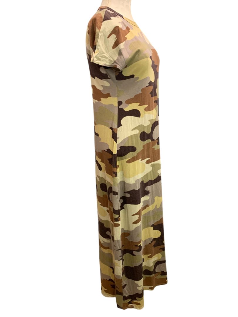 Size XS LulaRoe Maria Tshirt Maxi Dress Camo Print Brown